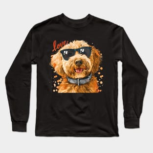 Colorful Golden Doodle Dog Sunglasses Long Sleeve T-Shirt